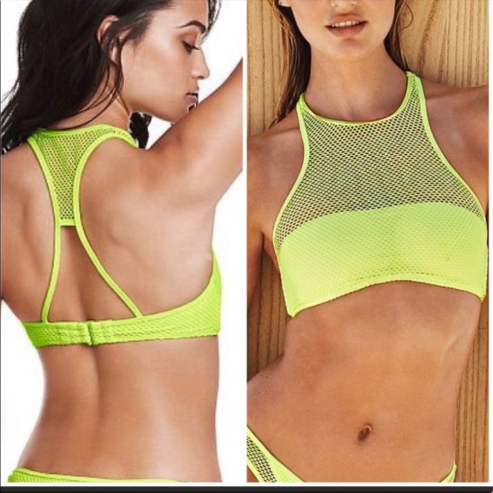 🏝VS Neon mesh halter swim top
